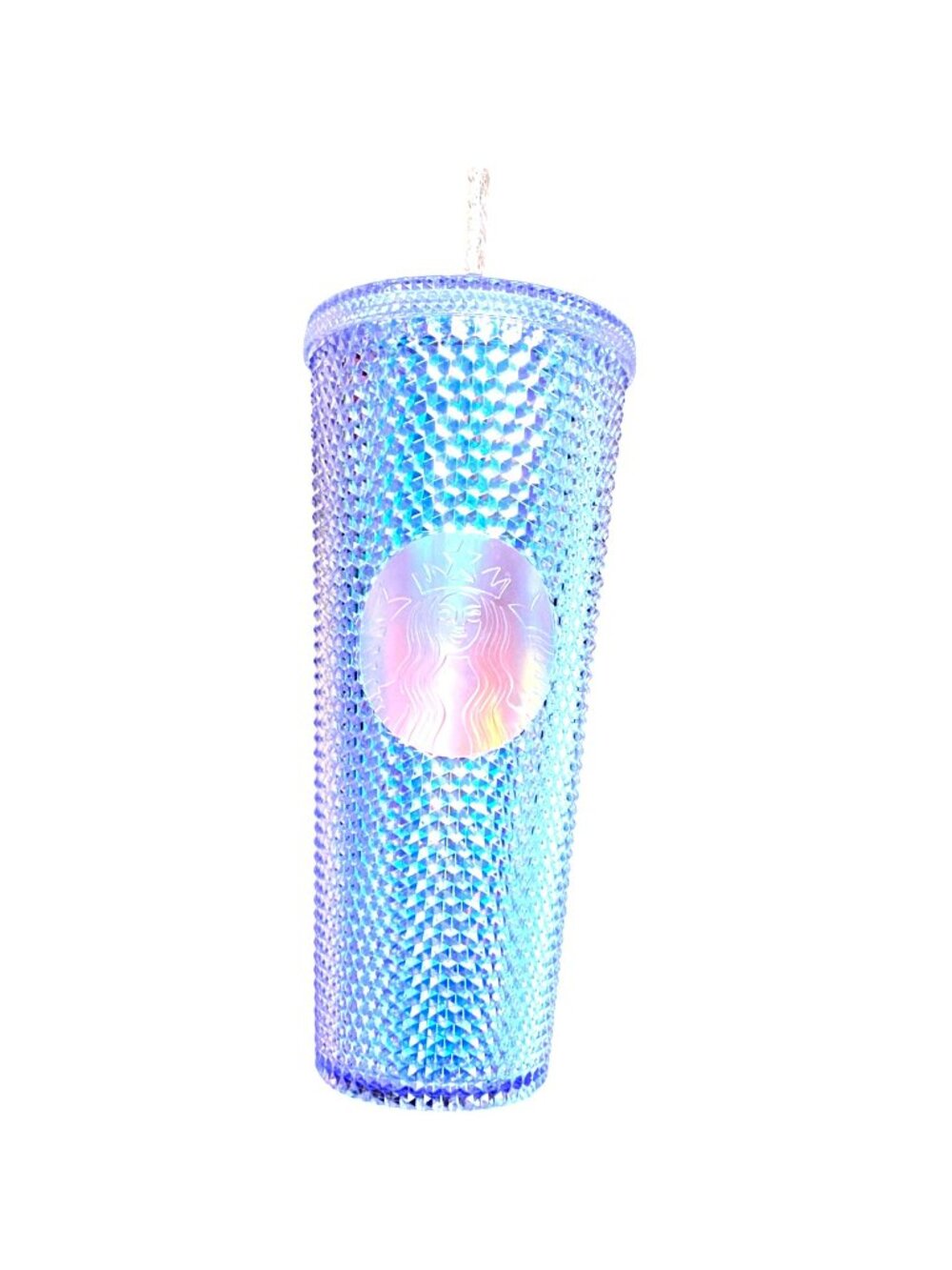 Starbucks 2021 Lilac 24oz Iridescent Diamond Textured Tumbler With Lid & Straw